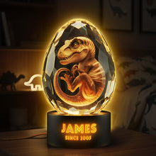 Load image into Gallery viewer, “Your Dino Awaits” - Cute Dino In Glass Egg Light Box - Personalized Gift For Dinosaur Lovers Light Box PopCulturePrints