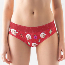 Load image into Gallery viewer, Custom Christmas Photo Boxer Briefs for Women Boxer Briefs PopCulturePrints