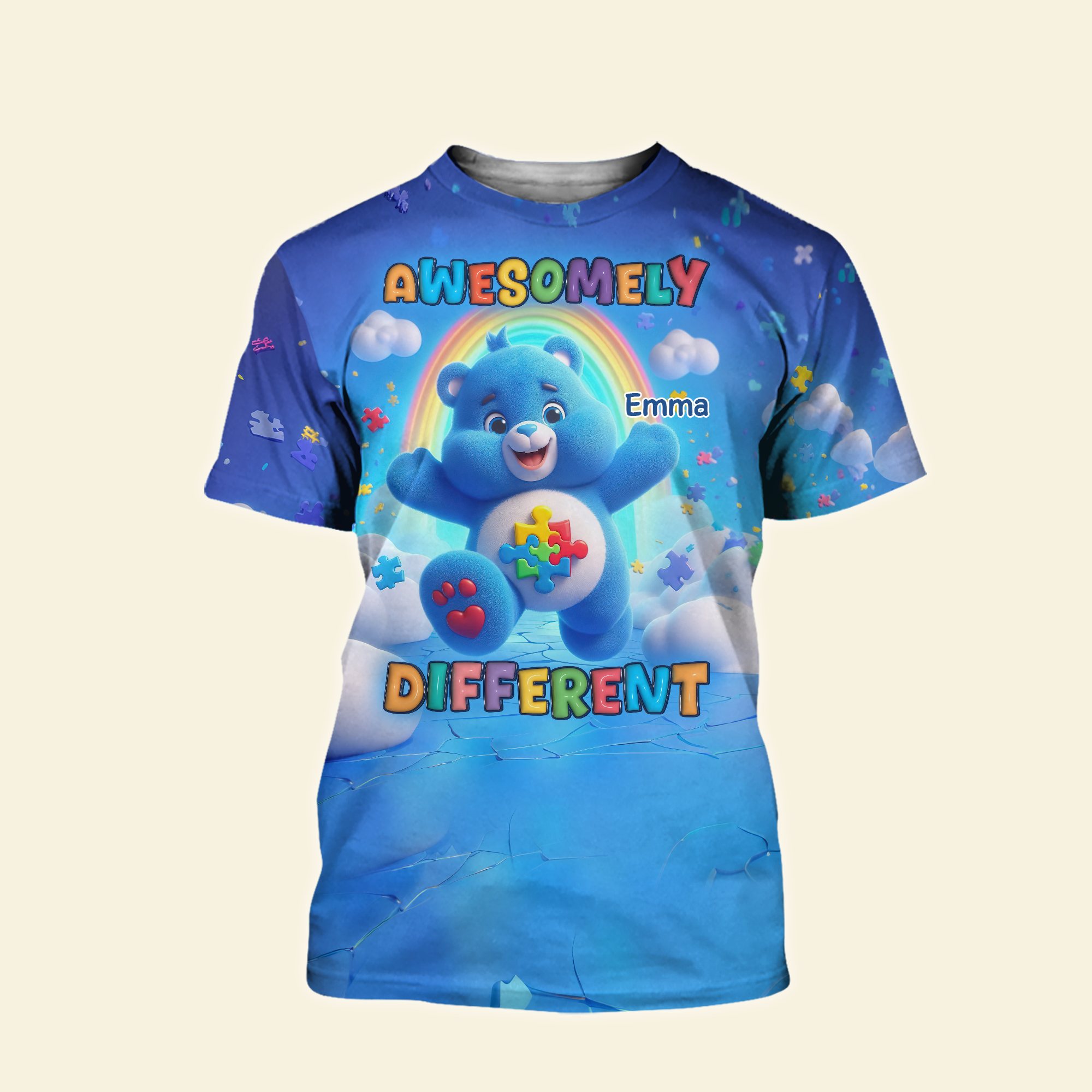 "Awesomely Different" - Personalized Autism Awareness Shirt AOP Products PopCulturePrints