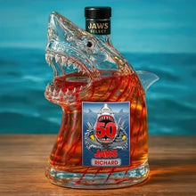 Load image into Gallery viewer, “Make a Splash with Every Sip!” – Ocean Thriller Glass Bottle, Personalized Gift for Movie Lovers Whiskey Bottle PopCulturePrints