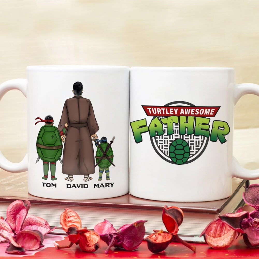 Personalized Ninja Dad Coffee Mug - Turtley Awesome Father Coffee Mug PopCulturePrints