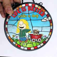Load image into Gallery viewer, Personalized Stained Glass Ornament | Life Is Better With A Dog Ornament PopCulturePrints