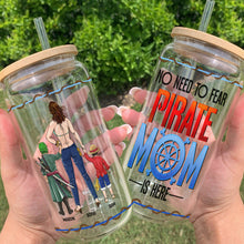Load image into Gallery viewer, Custom Pirate Mom Glass Can - Personalized Gift for Moms Glass Can PopCulturePrints