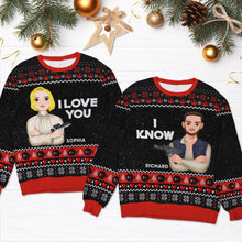 Load image into Gallery viewer, Personalized Star-Inspired Christmas Sweater for Couples - Custom Holiday Gift | Valentine's Day Gifts AOP Products PopCulturePrints