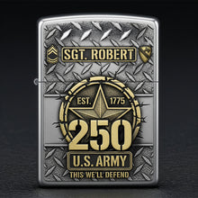 Load image into Gallery viewer, Honor the Brave: Military 250th Anniversary Flame Lighter - Personalized Gift for Veterans Lighter PopCulturePrints