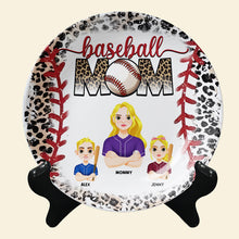 Load image into Gallery viewer, "Celebrate Her Love for Baseball!" - Personalized Ceramic Round Plate - Gift for Mom, Grandma & Sports Enthusiasts Ceramic Round Plate PopCulturePrints