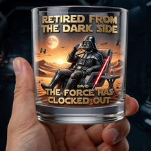 Load image into Gallery viewer, Retired from the Dark Side - Personalized Retirement Round Glass