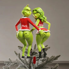 Load image into Gallery viewer, Flirty Grinch Christmas Tree Topper - Personalized Gift for Couples Ornament PopCulturePrints