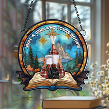 Load image into Gallery viewer, Personalized Book Lover Girl Suncatcher Ornament Ornament PopCulturePrints