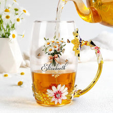 Load image into Gallery viewer, "Blossom Your Love with Personalized Touch" - Birth Flower Bouquet Glass Tea Cup - Gift for Mom, Grandma & Special Ones Glass Flower Tea Cup PopCulturePrints