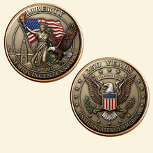 Load image into Gallery viewer, Celebrate 250 Years of Freedom - Customizable Metal Coin - Gift for Patriots, Veterans, and History Enthusiasts