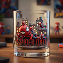 Load image into Gallery viewer, “Dad: My Hero” - Personalized Spider Dad Glass Mug - Perfect Gift for Fathers and Grandfathers Glass PopCulturePrints