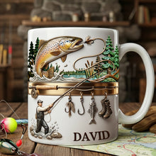 Load image into Gallery viewer, Hooked on Fishing - Personalized Coffee Mug for Fishing Lovers Coffee Mug PopCulturePrints