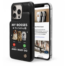 Load image into Gallery viewer, My Bosses Are Calling And I Must Go - Personalized Leather Flip Wallet Phone Case | Unique Gift for Dog Lovers Leather Flip Wallet Phone Case PopCulturePrints