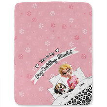Load image into Gallery viewer, "Cuddle Up with Love - Personalized Dog Cuddling Blanket" - Custom Fleece & Sherpa Blanket for Pet Lovers, Great Gift for Mom & Grandma Fleece Blanket PopCulturePrints