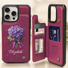 Load image into Gallery viewer, “Blossoms of Joy” - Personalized Birth Flower Bouquet Leather Flip Wallet Phone Case Leather Flip Wallet Phone Case PopCulturePrints