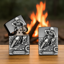 Load image into Gallery viewer, "Ignite Your Passion for Motorsport!" - Mud Trail Rider Personalized Lighter - Custom Gift for Motorcross Lovers Lighter PopCulturePrints