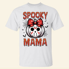 Load image into Gallery viewer, Spooky Mama Personalized Halloween Glitter Shirt for Moms Shirts PopCulturePrints
