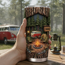 Load image into Gallery viewer, "Embrace the Great Outdoors" - Campfire Adventure 20oz Tumbler - Personalized Gift for Camping Lovers Tumbler Cup PopCulturePrints