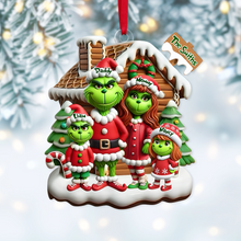 Load image into Gallery viewer, Personalized Family Christmas Ornament - Green Cartoon Character Design Ornament PopCulturePrints