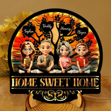 Load image into Gallery viewer, Home Sweet Home Family - Personalized LED Light Wooden Plaque LED Light Wooden Plaque PopCulturePrints