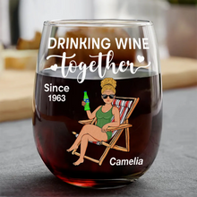 Load image into Gallery viewer, Drinking Wine Together - Personalized Combo Wine & Whiskey Glass Set Combo Wine & Whiskey Glass PopCulturePrints