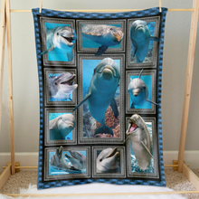 Load image into Gallery viewer, Personalized Dolphin Lover Blanket - Perfect Gift for Ocean Enthusiasts Blanket PopCulturePrints
