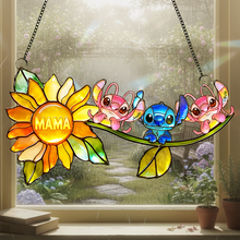 Load image into Gallery viewer, “Sunshine and Love: A Heartfelt Gift for Mom” - Sunflower Suncatcher Ornament, Personalized Gift for Moms and Grandmas Ornament PopCulturePrints