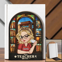 Load image into Gallery viewer, Best Teacher Ever - Personalized Wood Book Ends Wood Book Ends PopCulturePrints