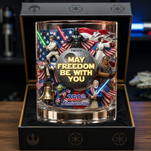 Load image into Gallery viewer, “May Freedom Be With You” - Personalized Round Glass for 250th Anniversary Gift Glass PopCulturePrints