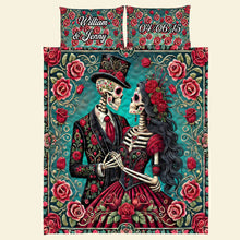 Load image into Gallery viewer, Personalized Skull Couple Quilt Bedding Set | Custom Gifts for Couples Blanket PopCulturePrints