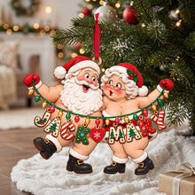 Load image into Gallery viewer, “Celebrate Love with a Touch of Festivity” - Personalized Name Art Fun Santa Couple Ornament - Custom Christmas Gift for Couples