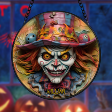 Load image into Gallery viewer, Personalized Halloween Family Wood Sign - Custom Cartoon Character Design Suncatcher PopCulturePrints