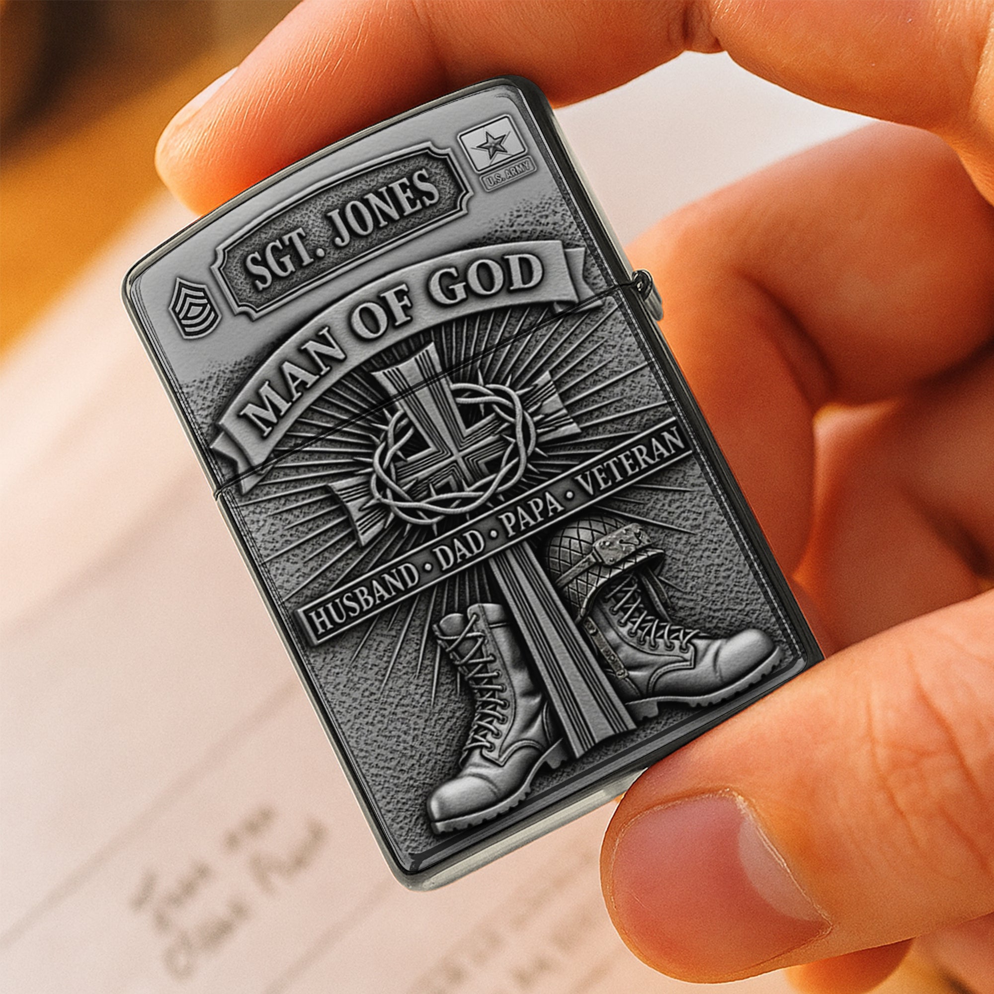 Man Of God Lighter - Personalized Gift for Veterans, Dads, and Husbands Lighter PopCulturePrints