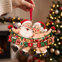 Load image into Gallery viewer, “Celebrate Love with a Touch of Festivity” - Personalized Name Art Fun Santa Couple Ornament - Custom Christmas Gift for Couples
