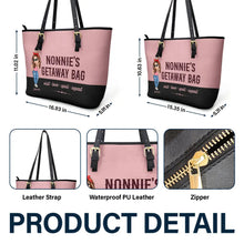 Load image into Gallery viewer, My Grandkids Warm My Heart - Personalized Wood Sign Gift for Grandma Leather Tote Bag PopCulturePrints