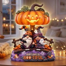Load image into Gallery viewer, Our Love Is Boo-tiful Gnome Couple Acrylic Light Box - Personalized Gift for Halloween Lovers
