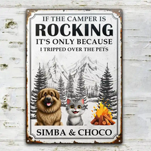 Load image into Gallery viewer, If The Camper Is Rocking, It's Only Because I Tripped Over The Dog - Personalized Classic Metal Sign Metal Sign PopCulturePrints