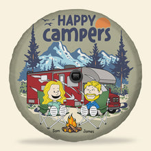 Load image into Gallery viewer, Personalized Happy Campers Tire Cover - Perfect Gift for Camping Couples Tire Covers PopCulturePrints