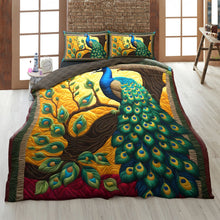 Load image into Gallery viewer, Personalized Peacock Quilt Bed Set - Unique Cultural Gift Blanket PopCulturePrints