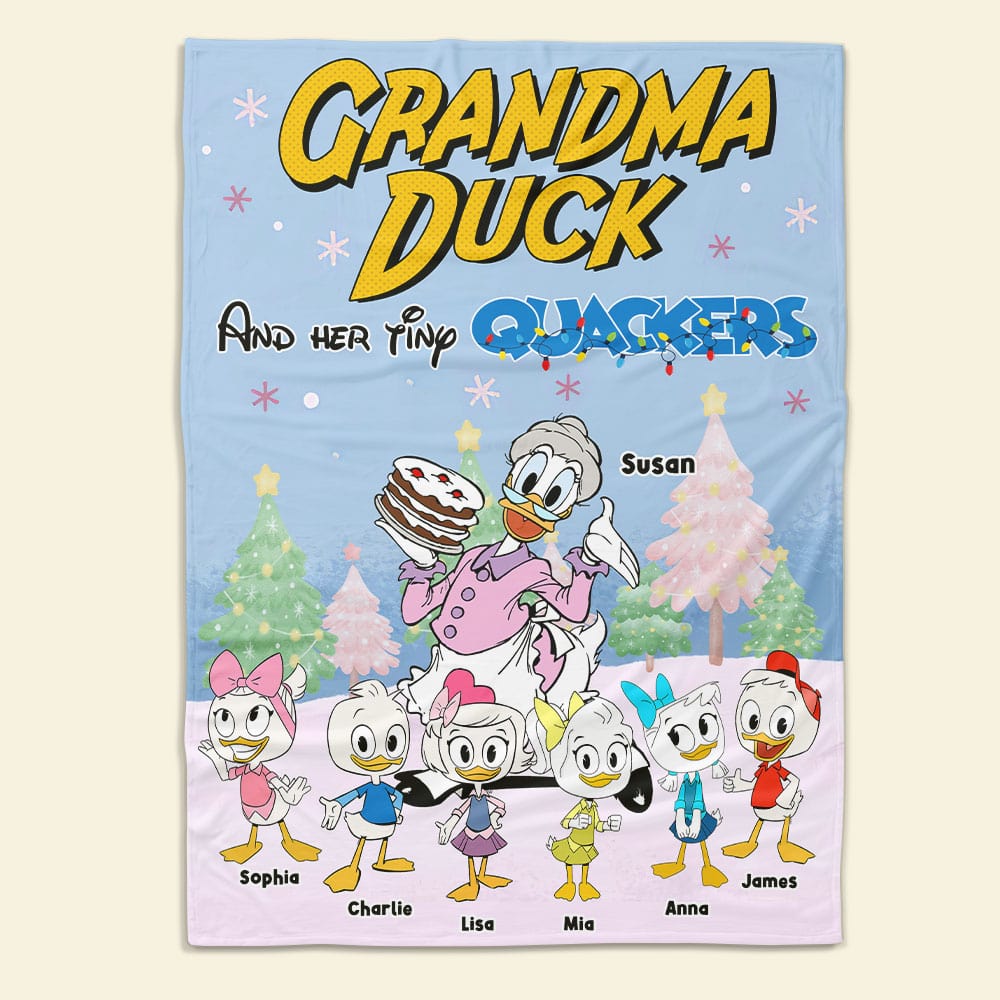 Custom Grandma Duck Blanket - Personalized Christmas Gift for Grandma Blanket PopCulturePrints