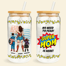 Load image into Gallery viewer, Super Dad Personalized Glass Can for Father's Day Glass Can PopCulturePrints