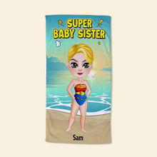 Load image into Gallery viewer, Super Baby Sister Personalized Beach Towel Beach Towel PopCulturePrints