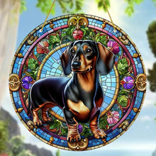 Load image into Gallery viewer, Personalized Dachshund Dog Christmas Suncatcher Ornament Suncatcher PopCulturePrints