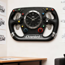 Load image into Gallery viewer, Rev Up Your Space: Steering Wheel Acrylic Wall Clock - Personalized Gift for Speed Enthusiasts Hanging Wall Clock PopCulturePrints
