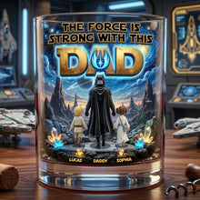 Load image into Gallery viewer, The Force Is Strong With This Dad - Personalized Drinking Glass Gift for Dads, Grandpa & Kids Glass PopCulturePrints