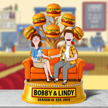 Load image into Gallery viewer, “Love is Like a Burger, It Gets Better Together” - Personalized Burger Couple Acrylic Plaque Gift for Couples, Friends, and Food Lovers Shaped Plaques PopCulturePrints