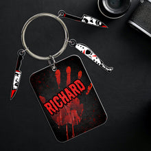 Load image into Gallery viewer, Custom Horror Movie Fan Keychain - Blood-Spattered Design Keychains PopCulturePrints