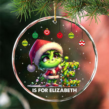Load image into Gallery viewer, Personalized Grinch Christmas Ornament for Kids Ornament PopCulturePrints