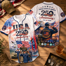 Load image into Gallery viewer, Celebrate Freedom: American 250th Anniversary Veteran Baseball Jersey - Personalized Gift for Heroes